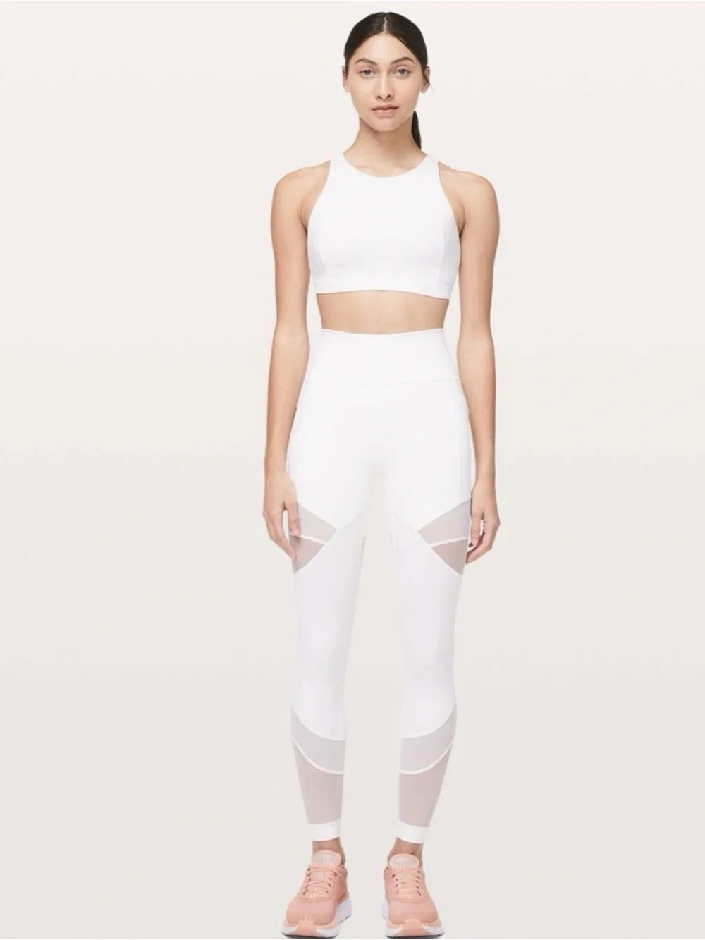 Lululemon Forget The Sweat Tight 25 White Mesh Leggings Size 6
